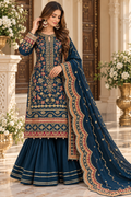 Royal Midnight Blue Embroidered Sharara Suit  Elegance Meets Royalty ✨